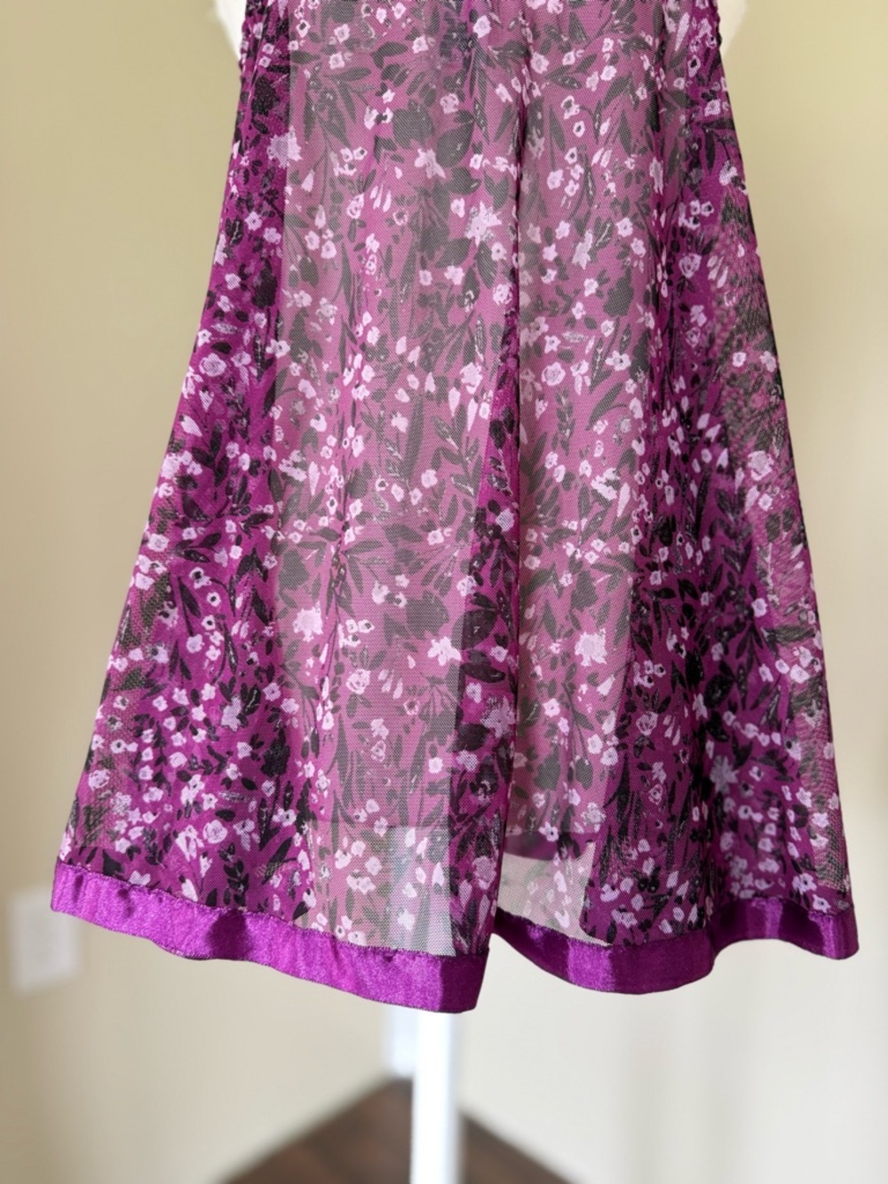 Vintage Y2K purple babydoll top camisole Sheer Lace Floral bow sequins ribbon M - Picture 5 of 6